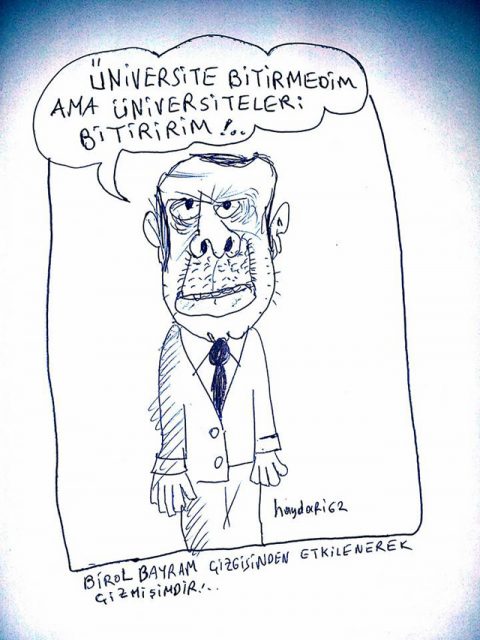 haydar-isik-erdogan- universités -caricature