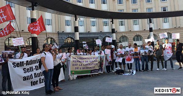 Brüksel’de Ezîdî kadın ve çocuklar için protesto ve&nbsp;anma